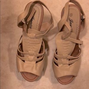 Tan wedge heels